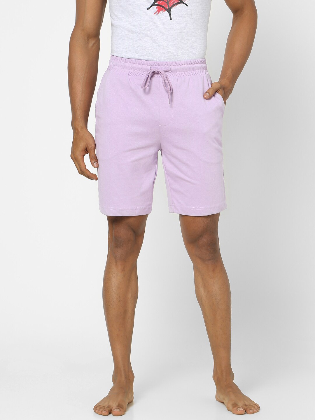 

Ajile by Pantaloons Men Lavender Lounge Shorts