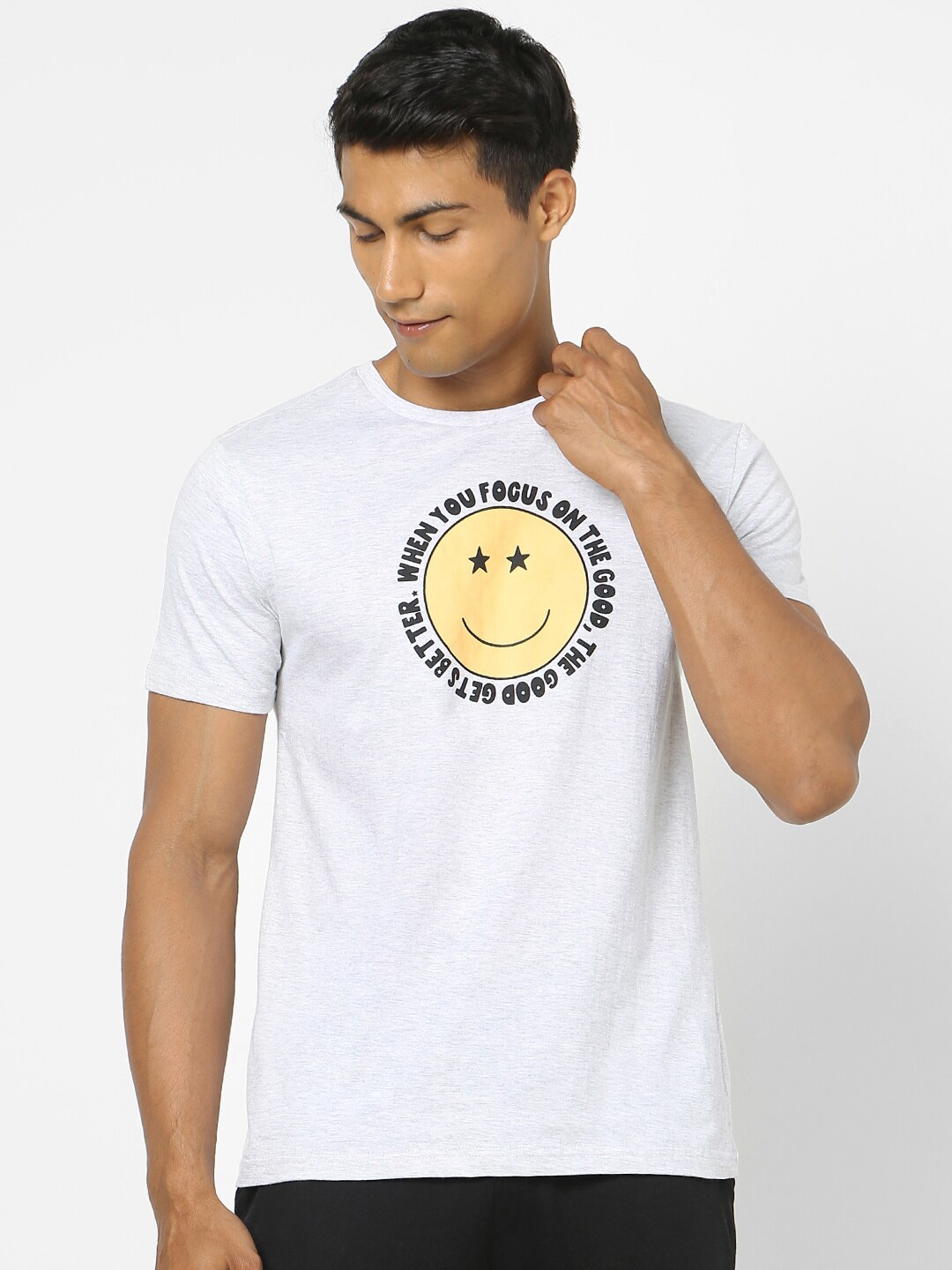 

Ajile by Pantaloons Men Off White Solid Cotton Lounge Tshirt