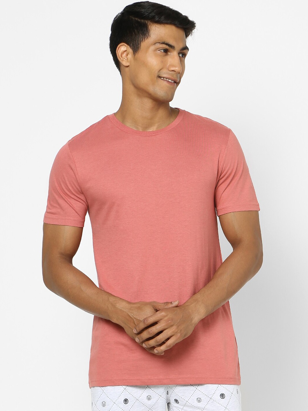 

Ajile by Pantaloons Men Pink Solid Lounge Tshirt