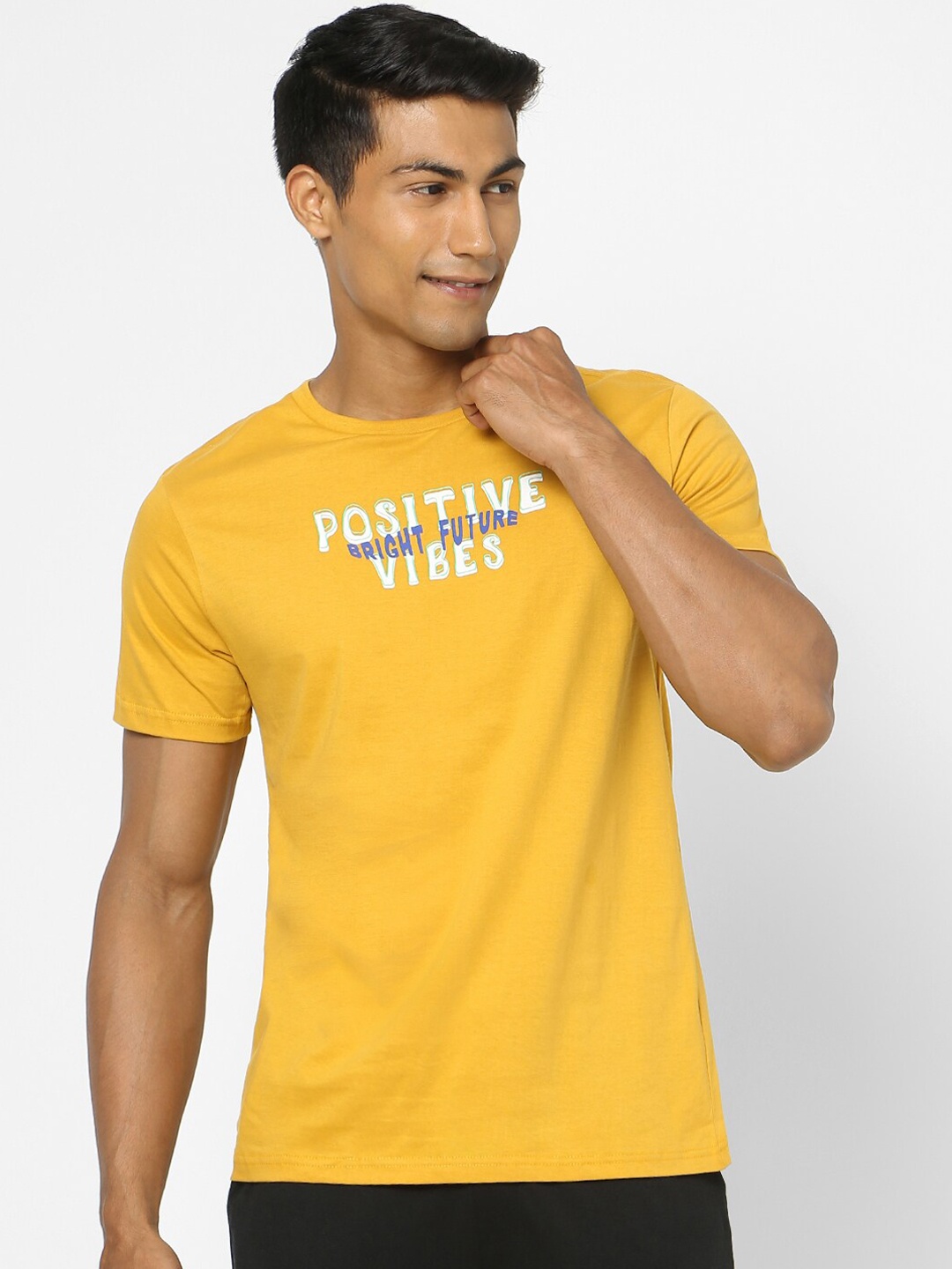 

Ajile by Pantaloons Men Yellow Mustard Printed Cotton Lounge T-shirt