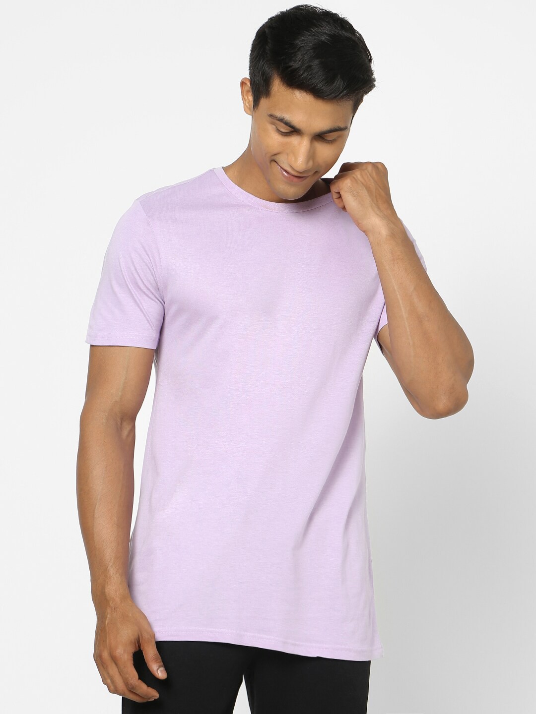 

Ajile by Pantaloons Men Lavender Solid Lounge T-shirts