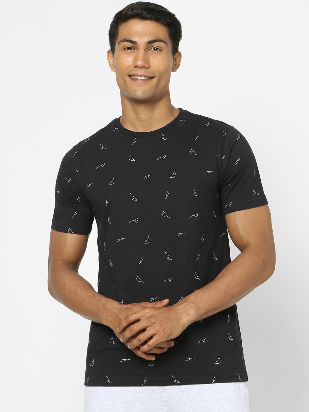 

Ajile by Pantaloons Men Black Printed Cotton Lounge T-shirts