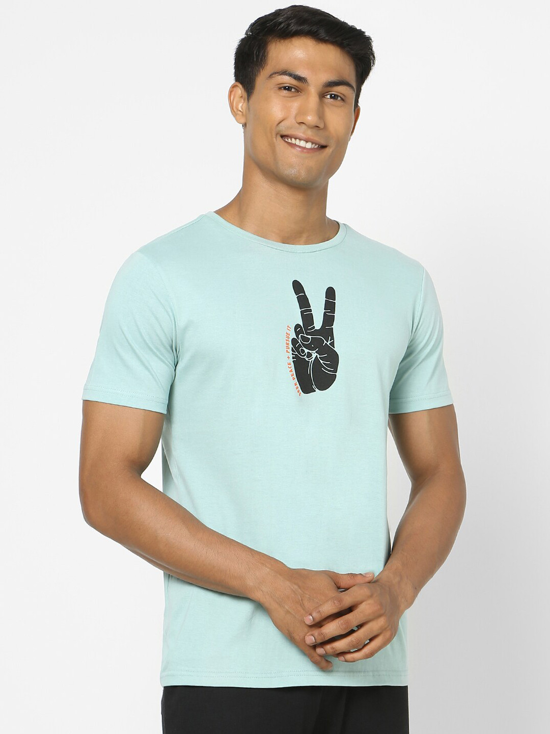 

Ajile by Pantaloons Men Green Printed Cotton Lounge Tshirts