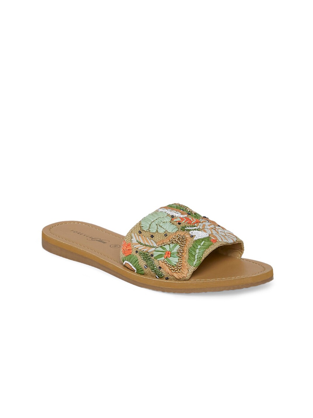 

Forever Glam by Pantaloons Women Green Embellished Open Toe Flats
