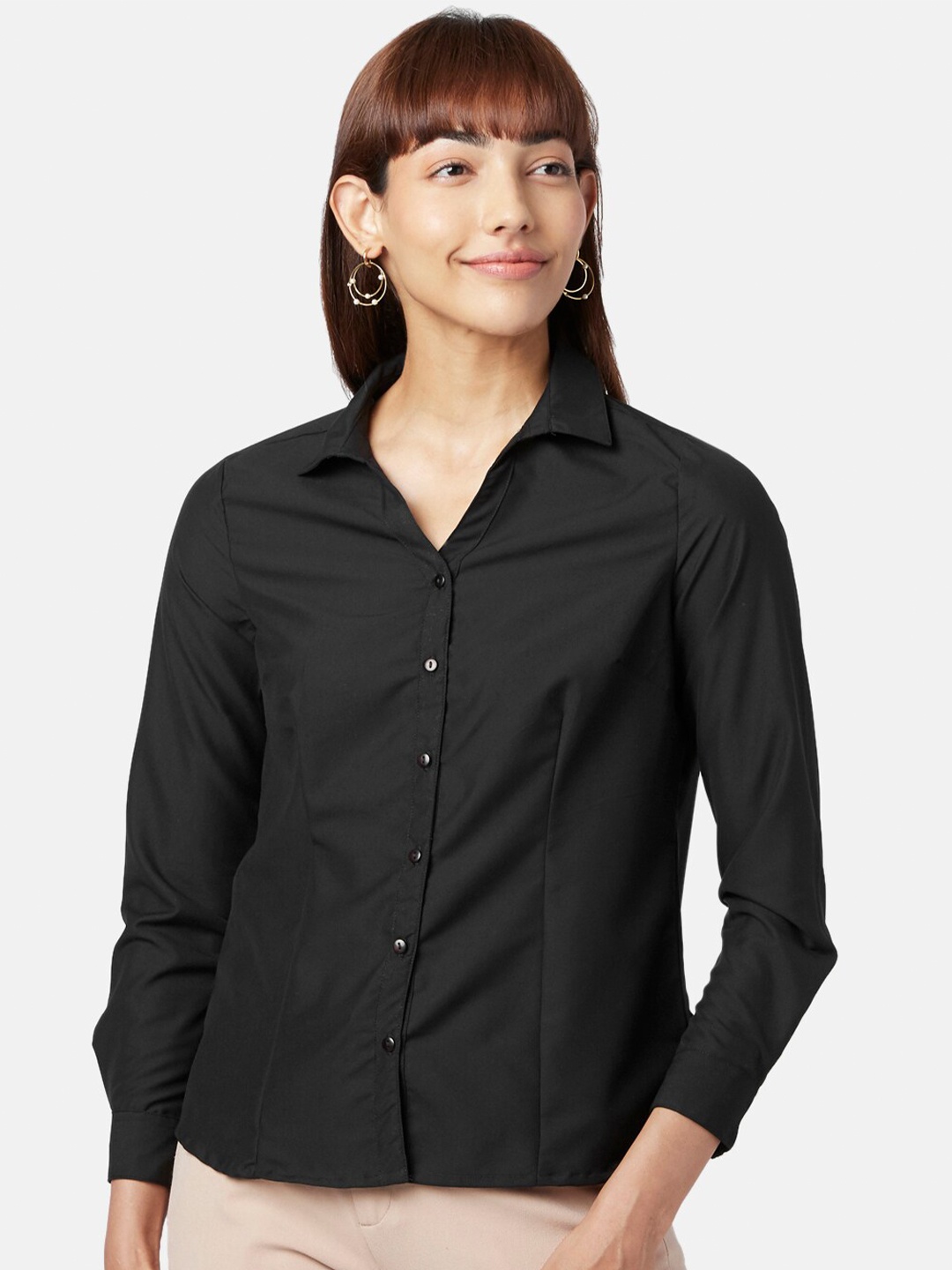 

Annabelle by Pantaloons Women Black Solid Casual Shirt