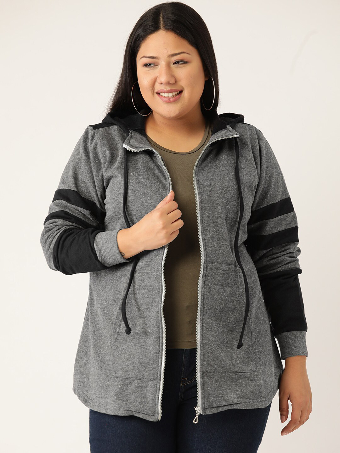 

theRebelinme Women Charcoal Fleece Tailored Jacket