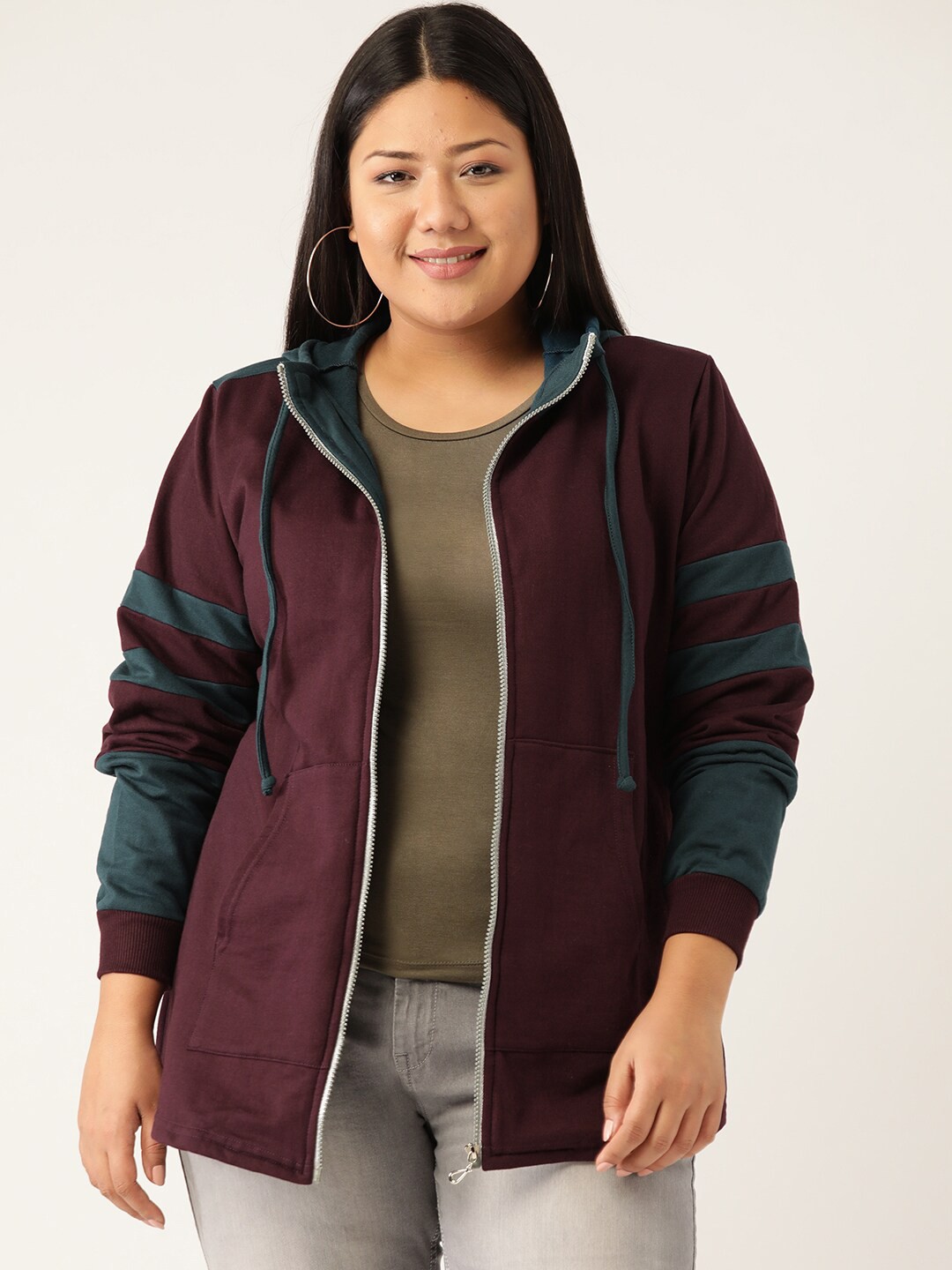 

theRebelinme Women Burgundy Fleece Bomber Jacket