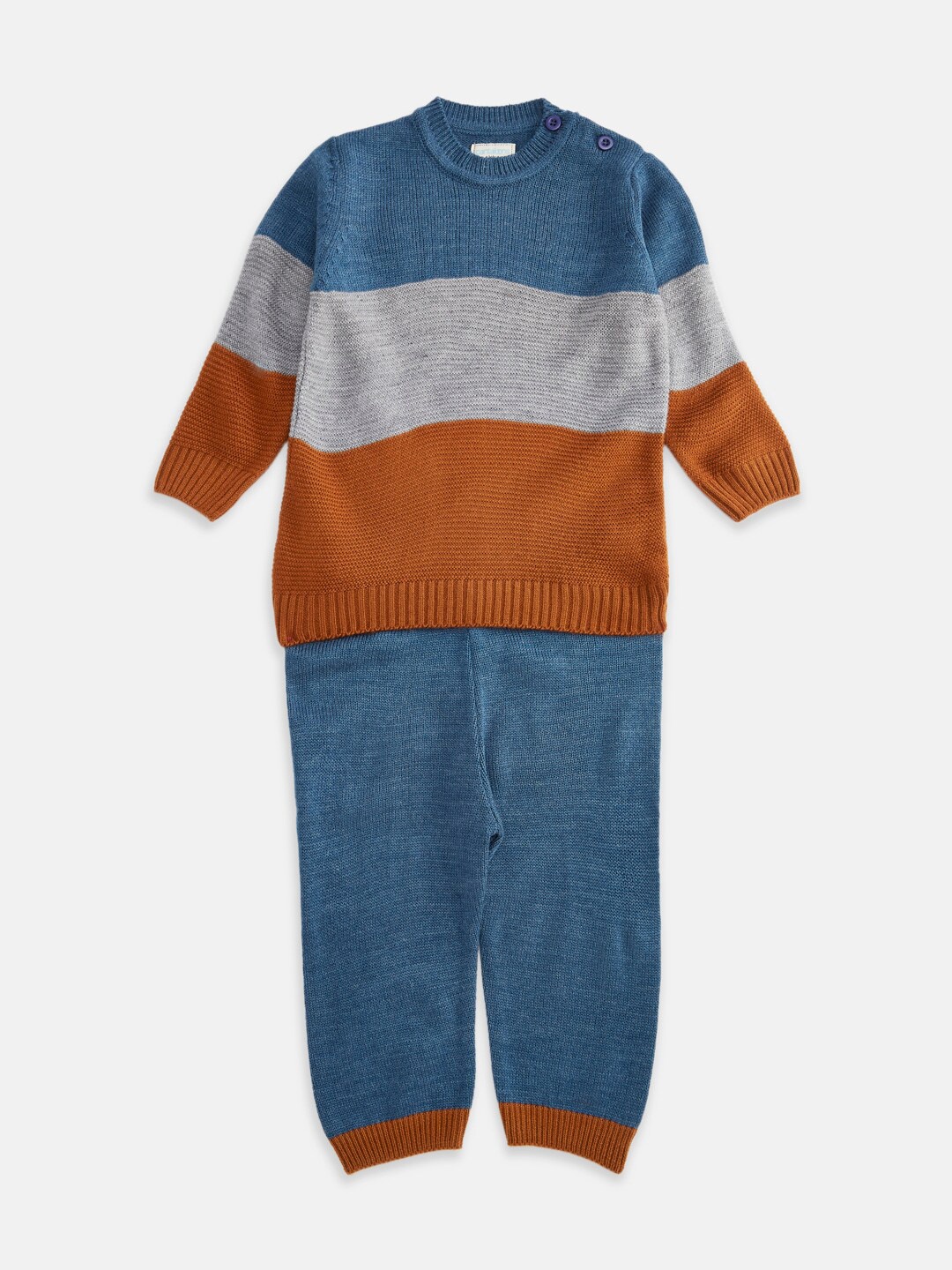 

Pantaloons Baby Boys Blue & Grey Colourblocked Colourblocked Pullover