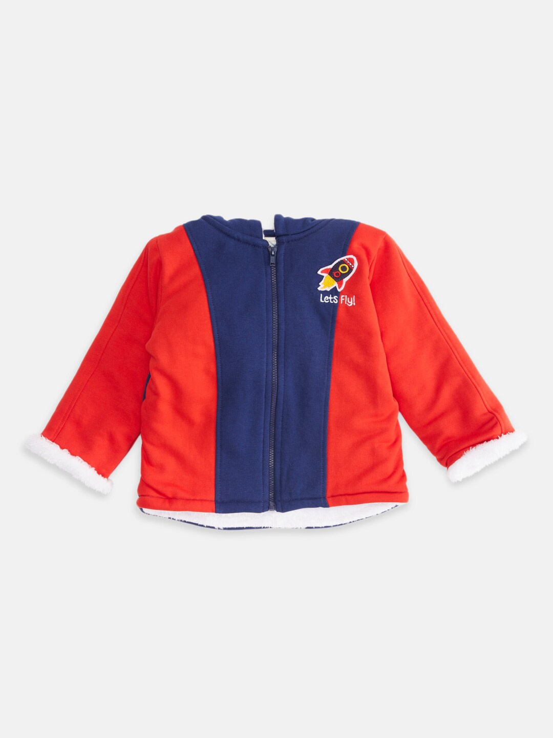

Pantaloons Baby Boys Navy Blue & Red Colourblocked Cardigan