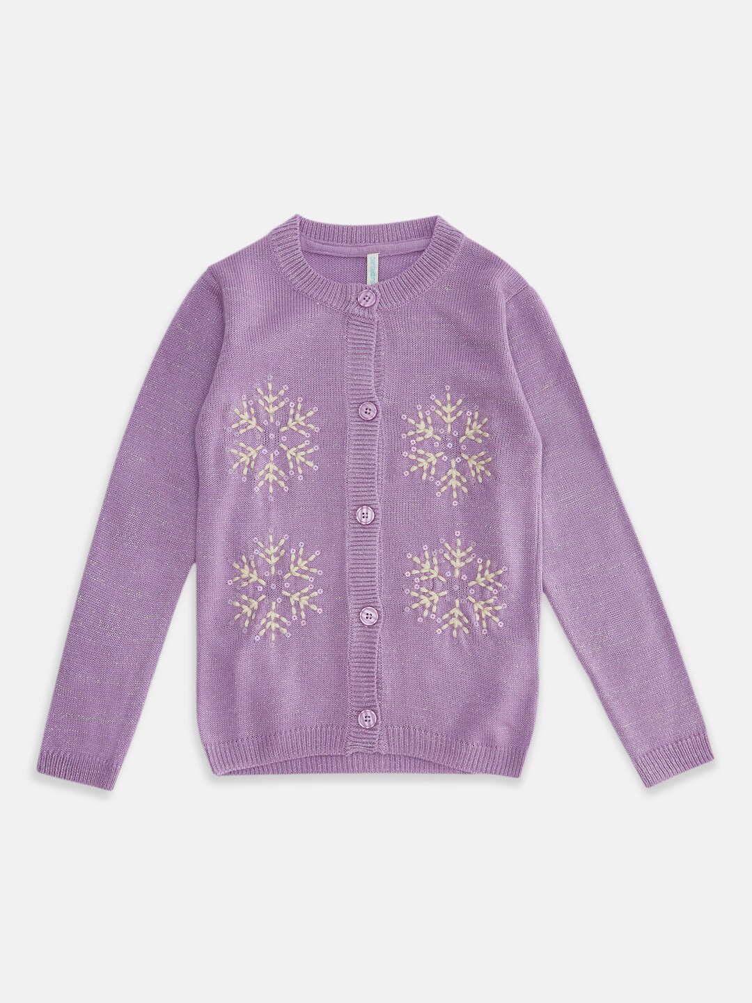 

Pantaloons Junior Girls Purple & Off White Pullover with Embroidered Detail