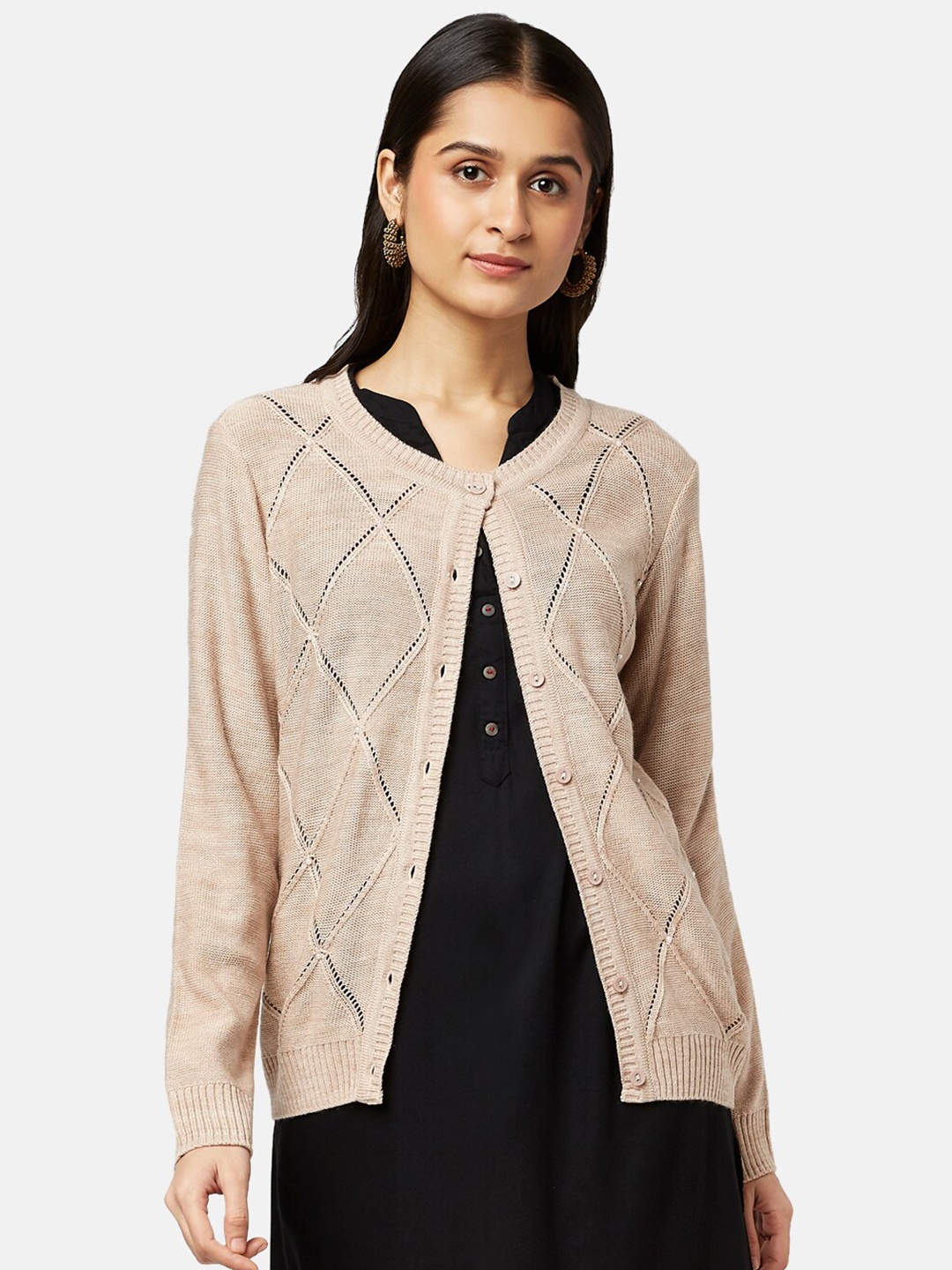 

RANGMANCH BY PANTALOONS Women Pink Acrylic Cardigan