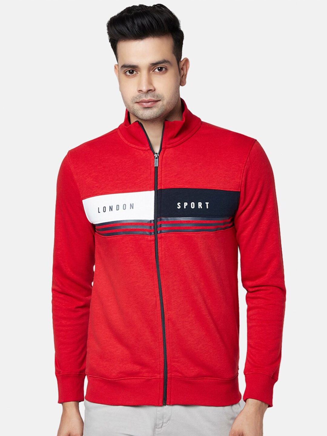 

BYFORD by Pantaloons Men Red Printed Cotton Sweatshirt