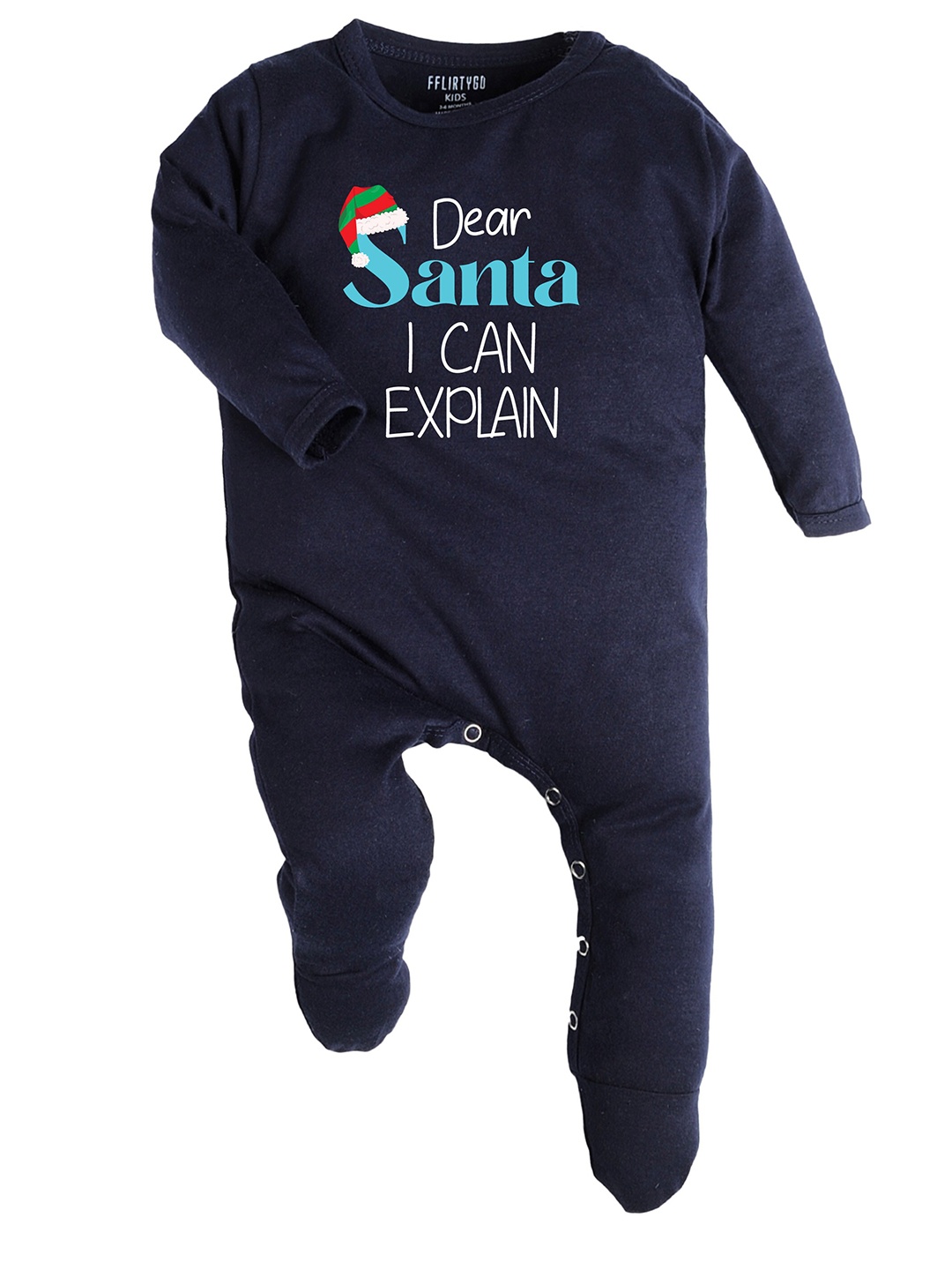 

FFLIRTYGO Unisex Kids Navy Blue & Blue Pure Cotton Printed Basic Jumpsuit