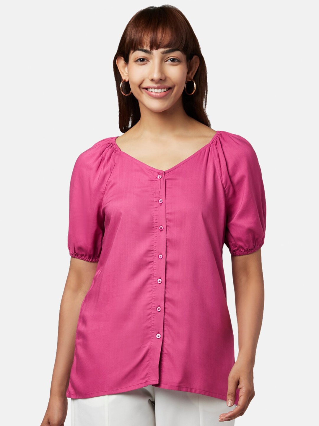 

Honey by Pantaloons Pink Solid Regular Top