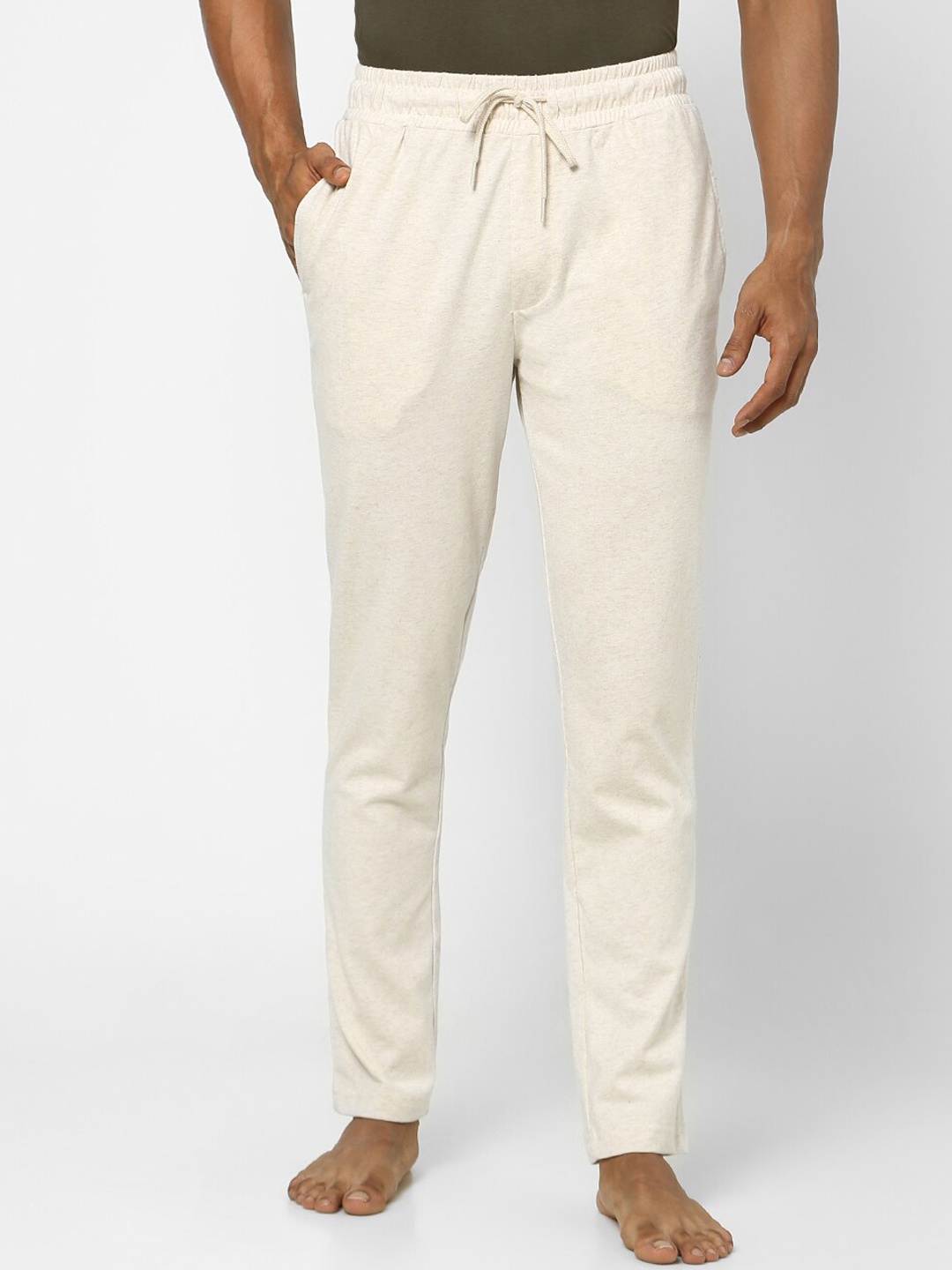 

Ajile by Pantaloons Men Off White Solid Cotton Track Pants