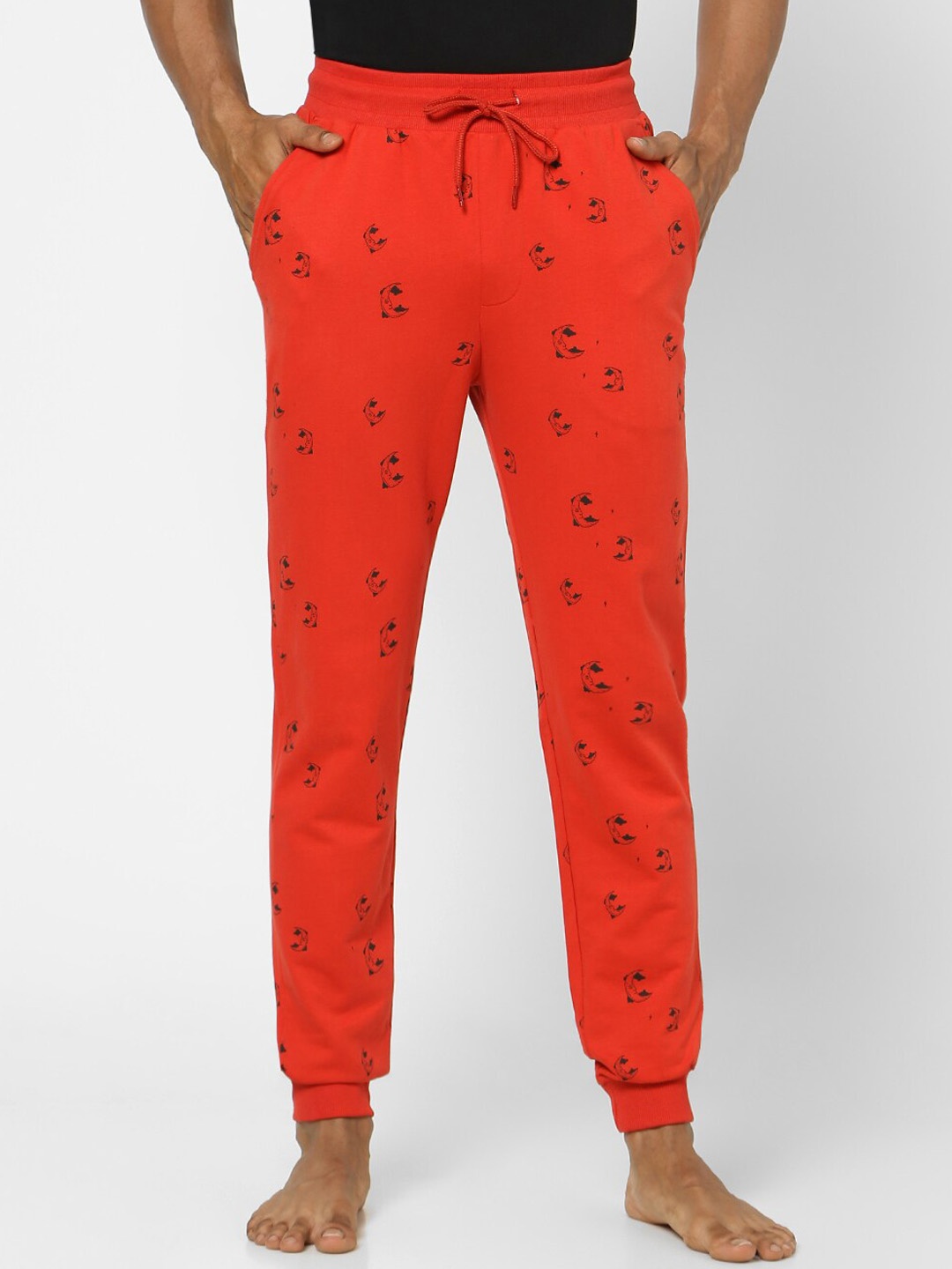 

Ajile by Pantaloons Men Red Printed Slim-Fit Cotton Joggers