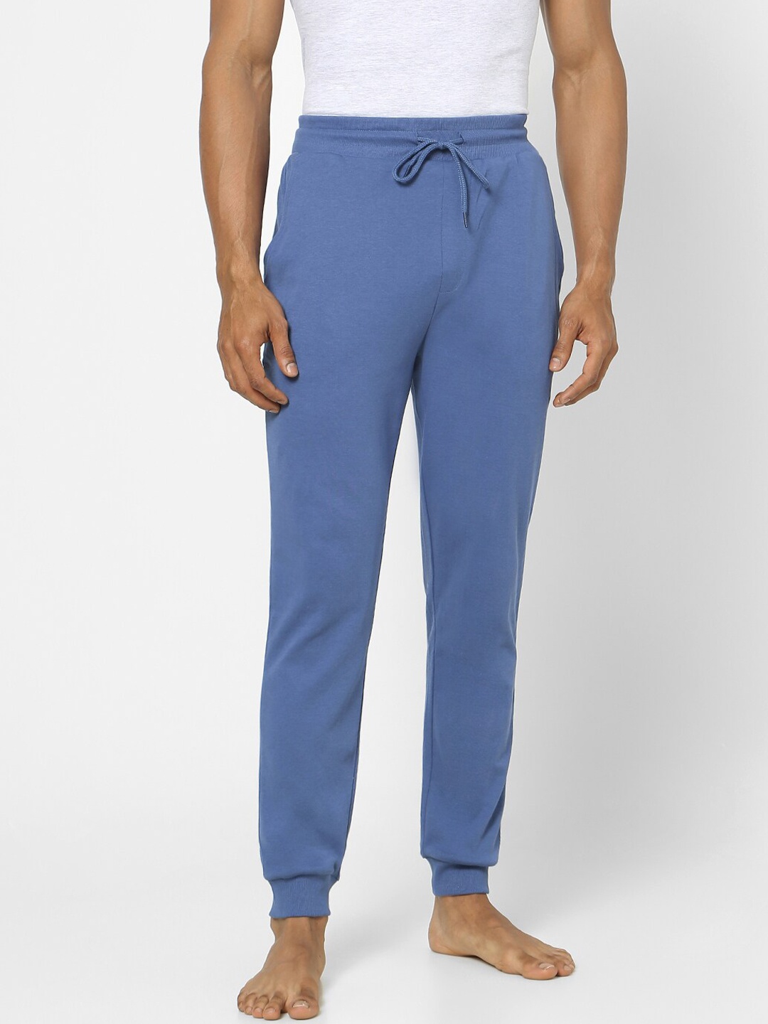 

Ajile by Pantaloons Men Navy Blue Solid Cotton Slim Fit Joggers