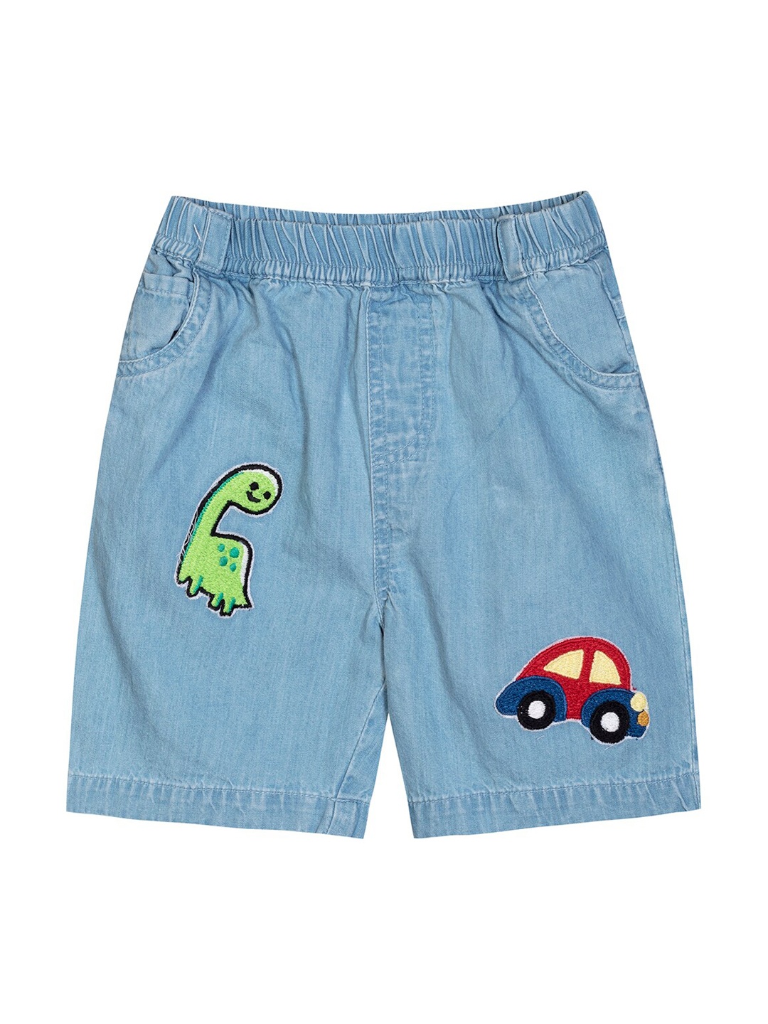 

Budding Bees Boys Blue Printed Denim Shorts