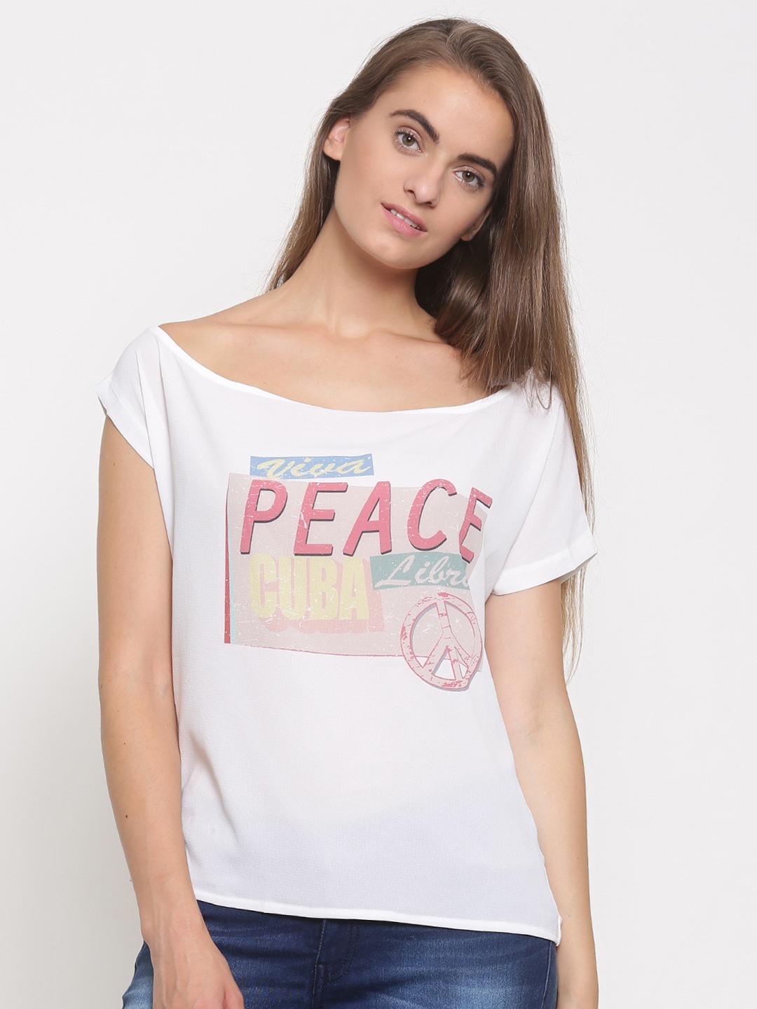 

Ginger by Lifestyle Women White Printed Top