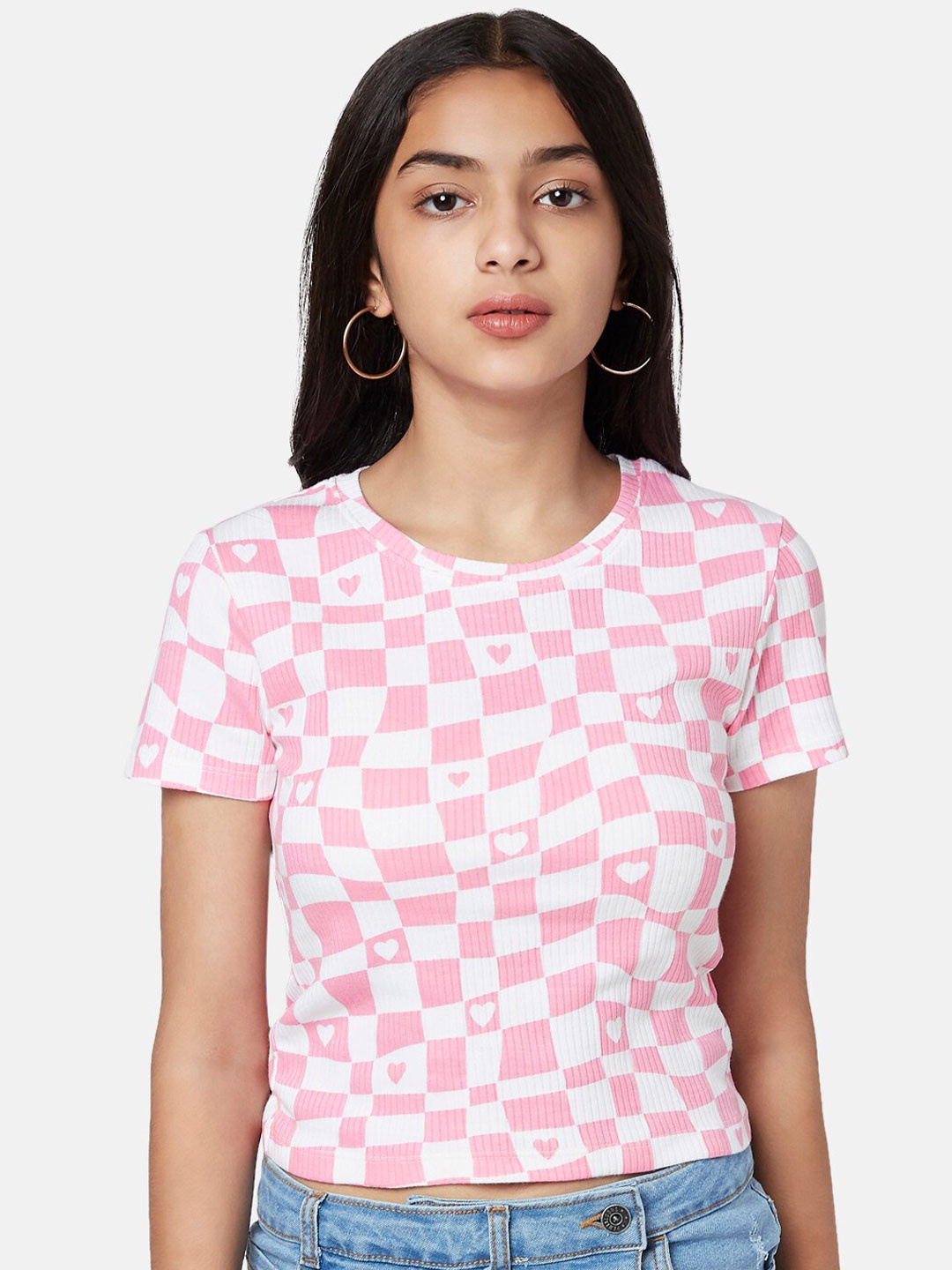 

Coolsters by Pantaloons Girls Pink Checked T-shirt