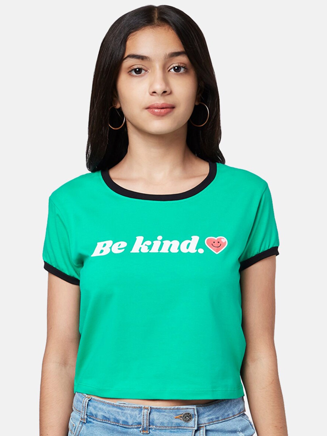 

Coolsters by Pantaloons Girls Green Typography Printed Cotton T-shirt