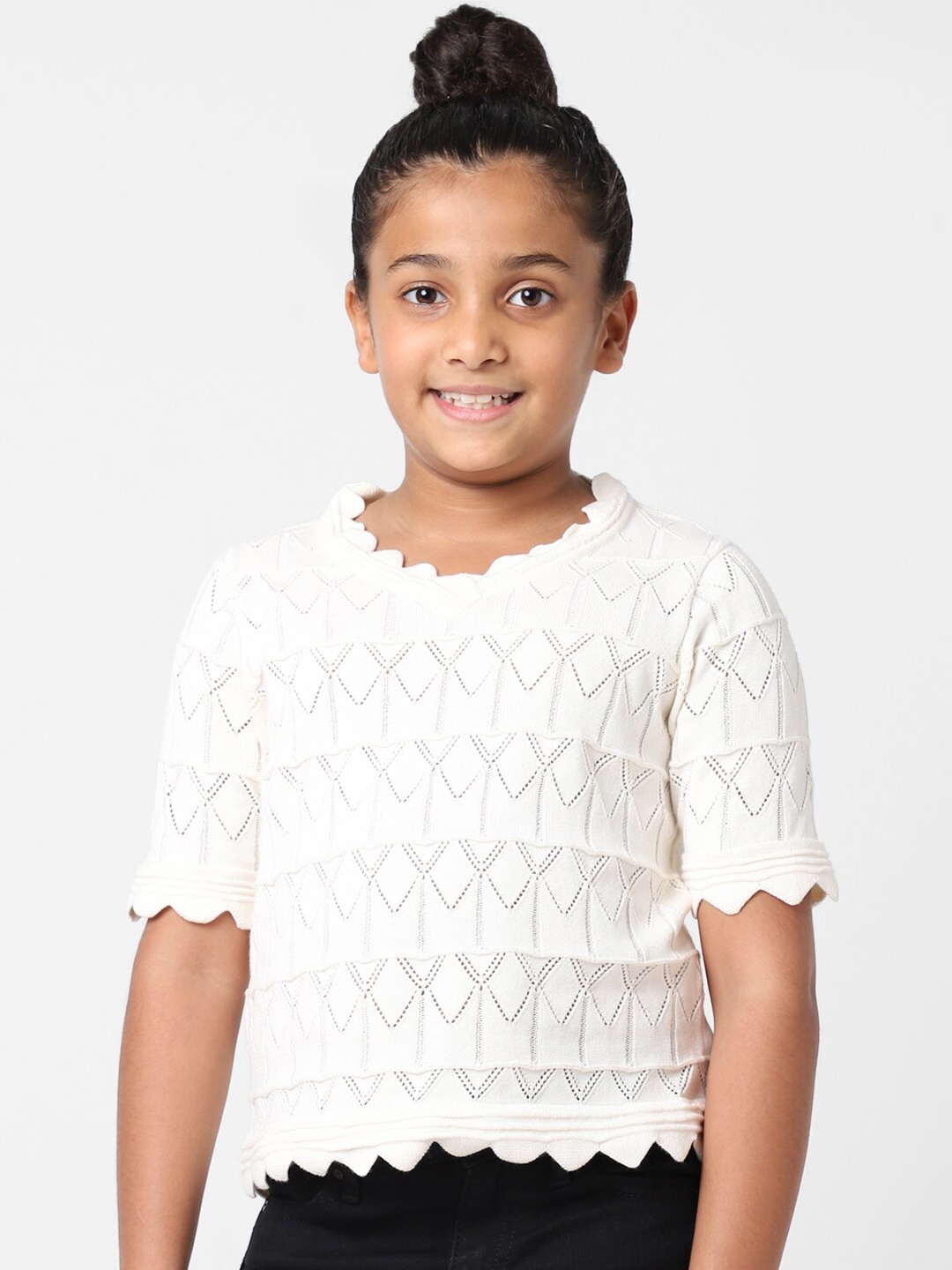 

KIDS ONLY Girls Off White Geometric Top