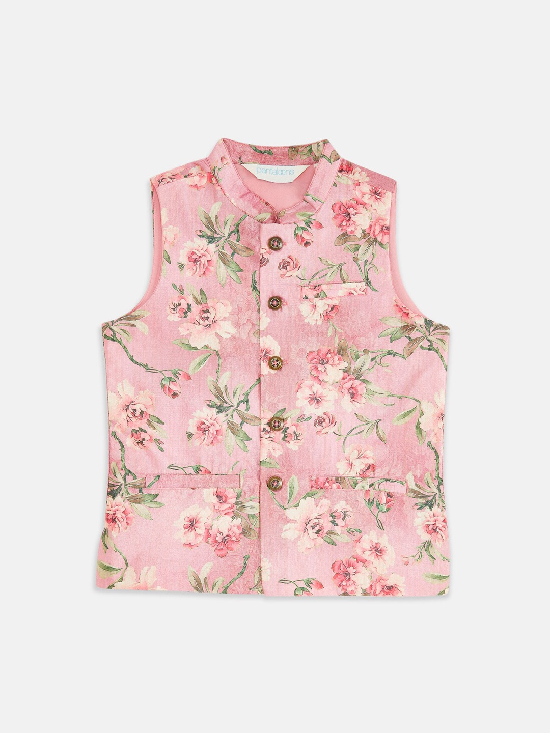 

indus route by Pantaloons Boys Pink Floral Printed Waistcoat
