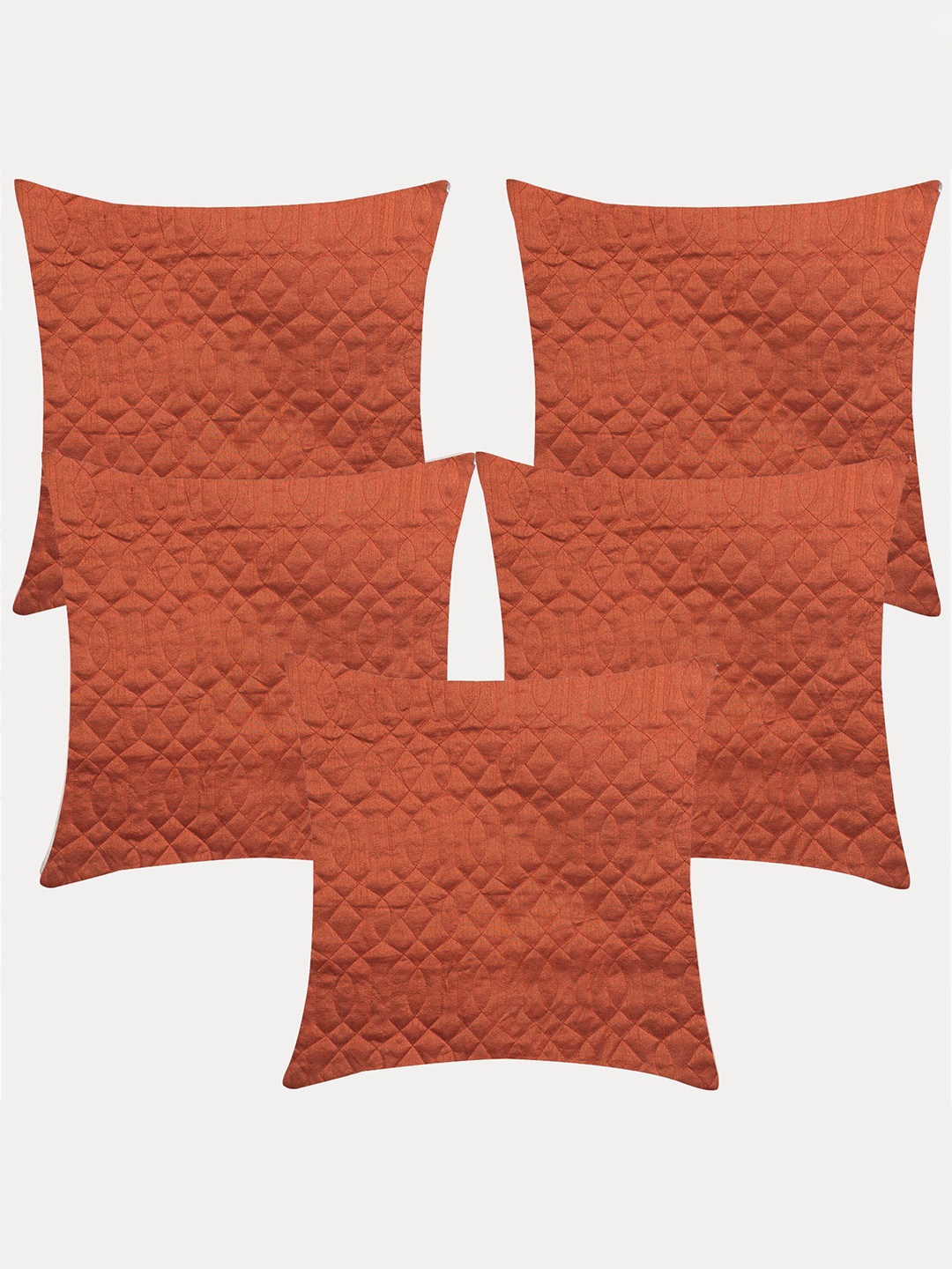 

Molcha Set of 5 Rust Geometric Square Cushion Covers