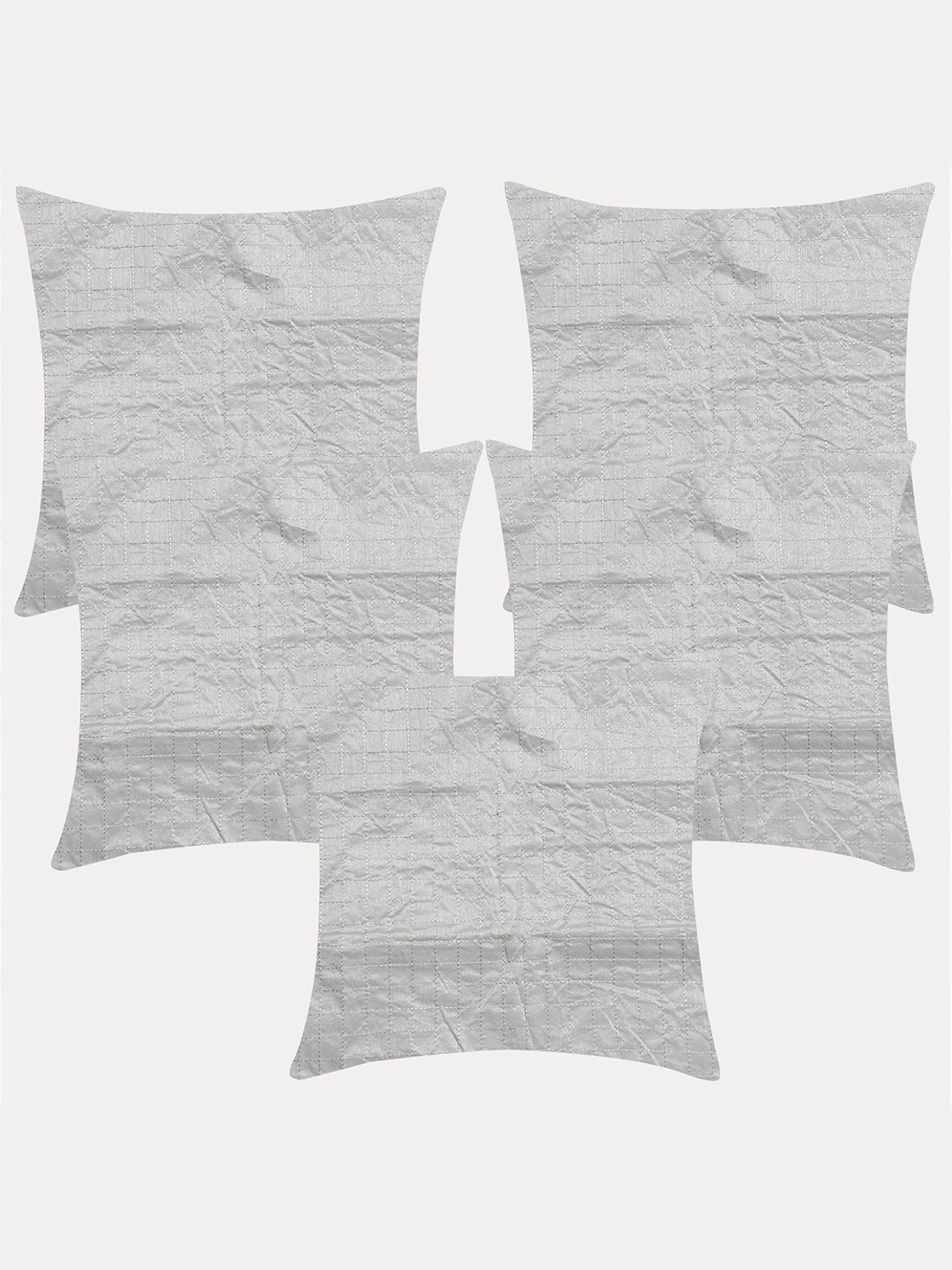 

Molcha Set of 5 Grey Geometric Square Play Of Sheen & Colour Cushion Covers