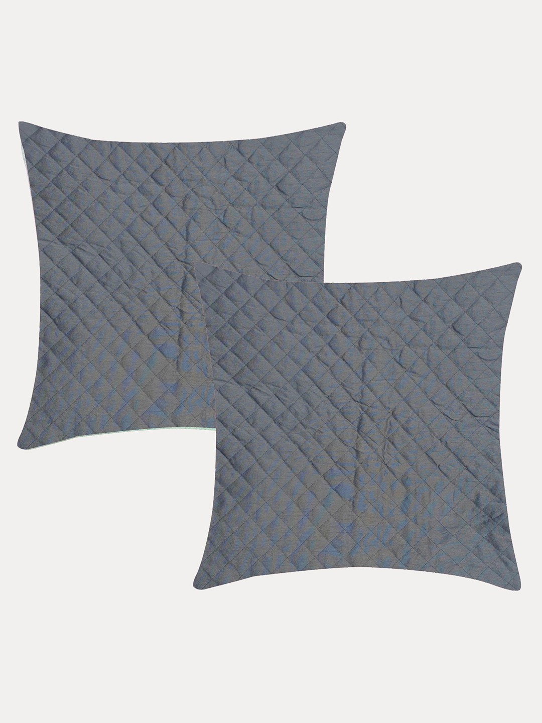 

Molcha Set of 2 Cream-Coloured Geometric Square Play Of Sheen & Colour Cushion Covers