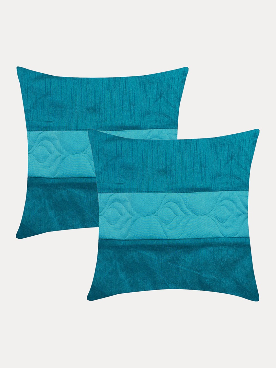 

Molcha Set of 2 Blue Ethnic Motifs Square Play Of Sheen & Colour Cushion Covers