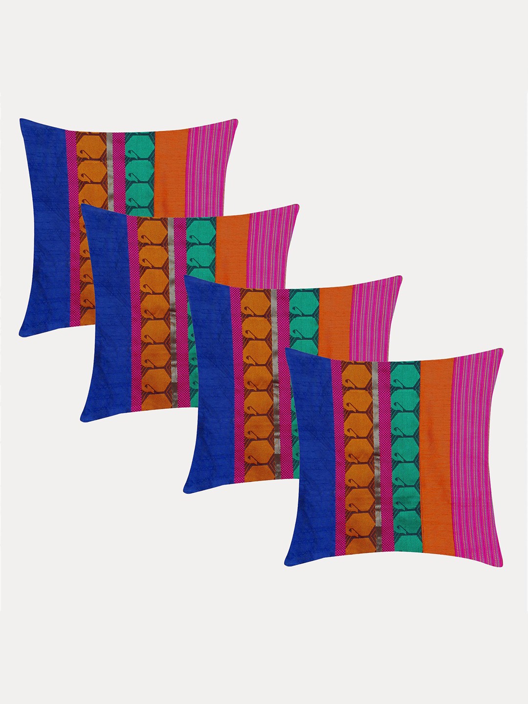 

Molcha Blue & Pink Set of 4 Ethnic Motifs Square Cushion Covers