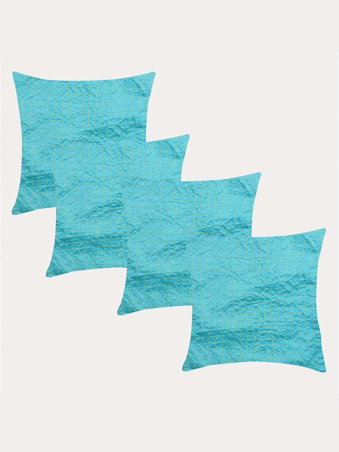 

Molcha Blue Set of 4 Geometric Square Cushion Covers