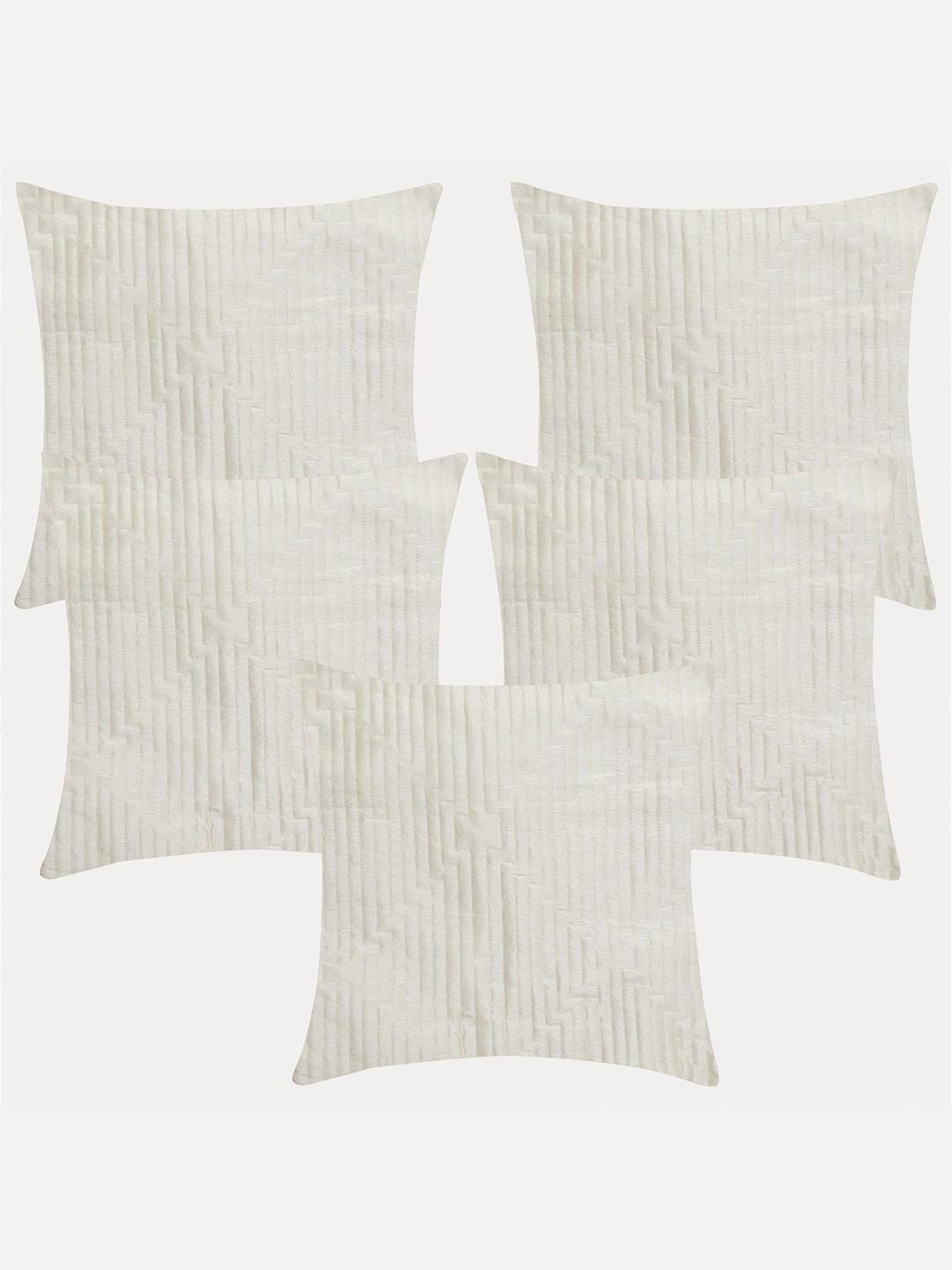 

Molcha Cream-Coloured Set of 5 Geometric Square Cushion Covers