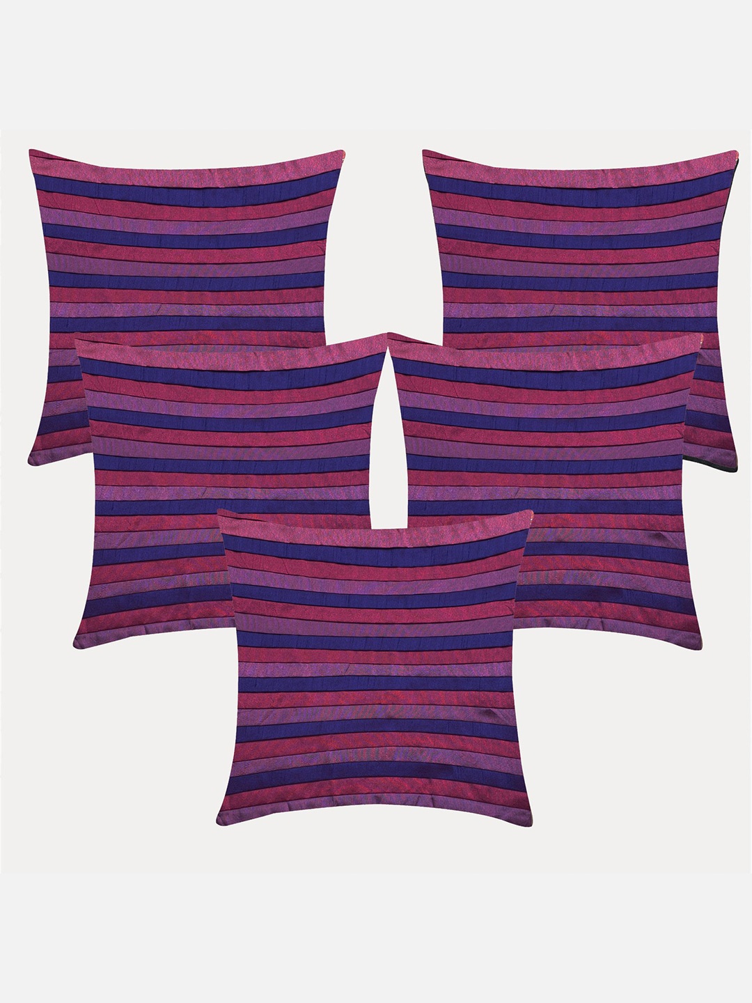 

Molcha Pink & Blue Set of 5 Striped Square Cushion Covers