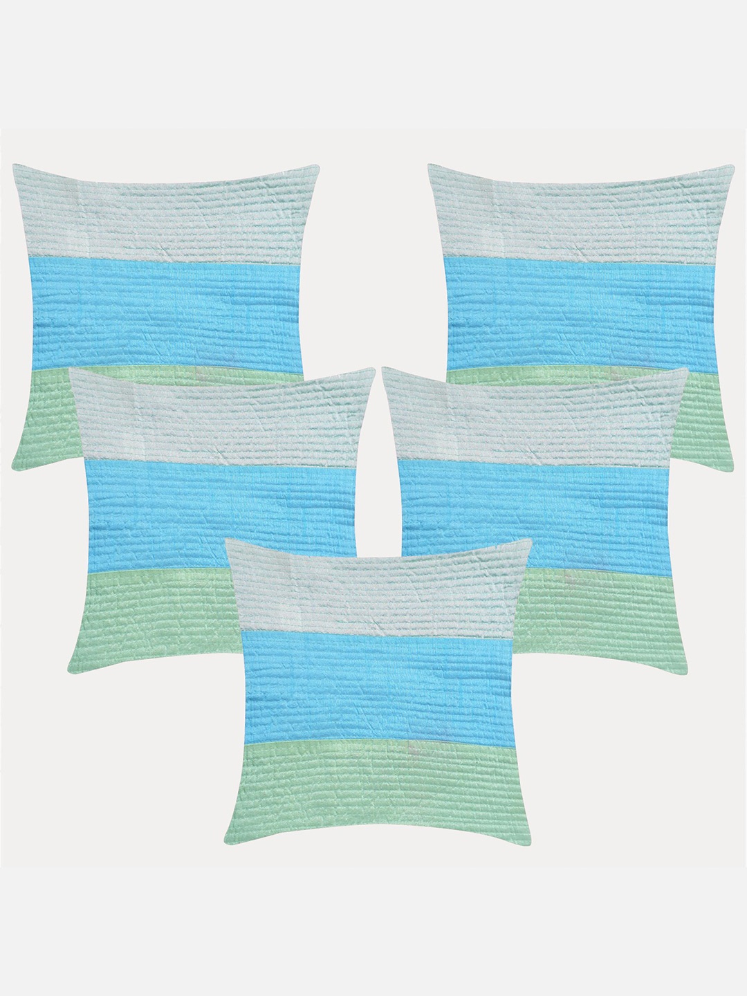 

Molcha Blue & Grey Set of 5 Striped Square Cushion Covers