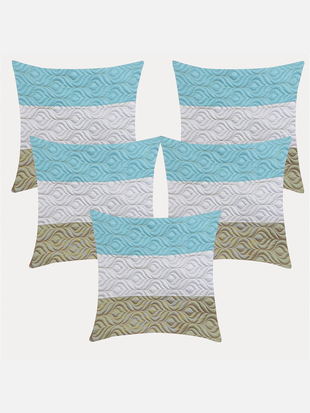 

Molcha Blue & White Set of 5 Striped Square Cushion Covers