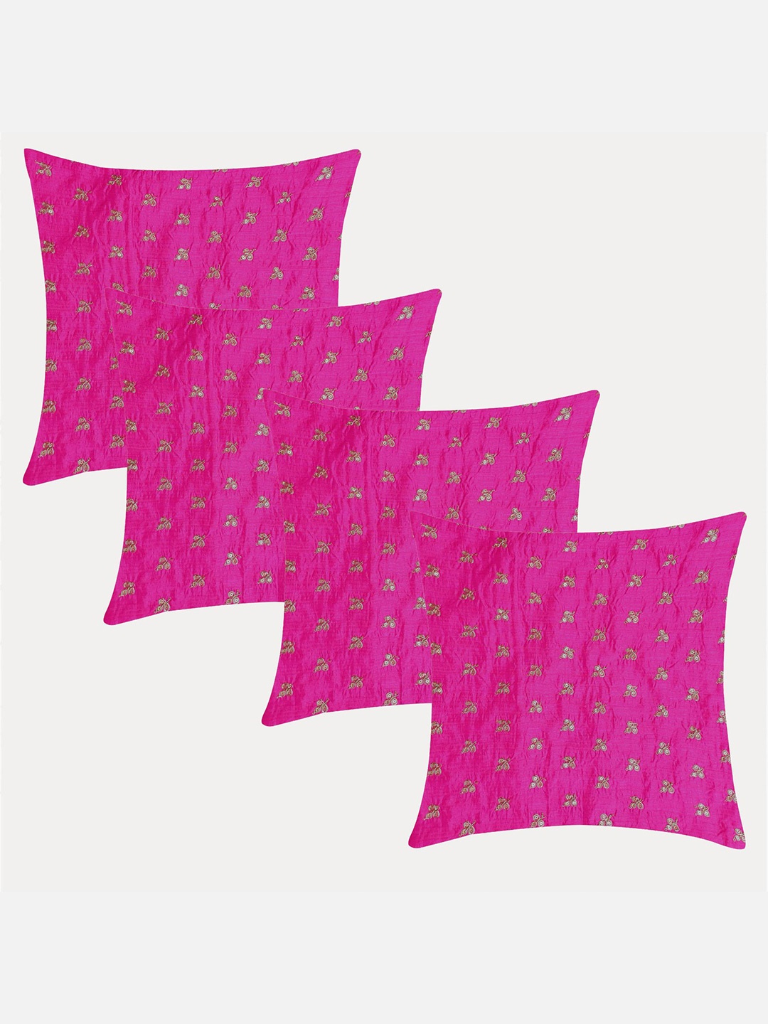 

Molcha Pink & Gold-Toned Set of 4 Ethnic Motifs Square Cushion Covers