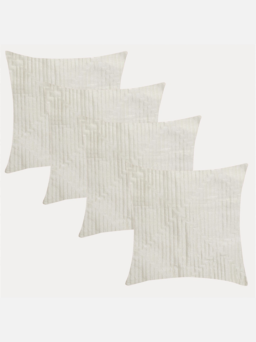 

Molcha Cream-Coloured Set of 4 Geometric Square Cushion Covers