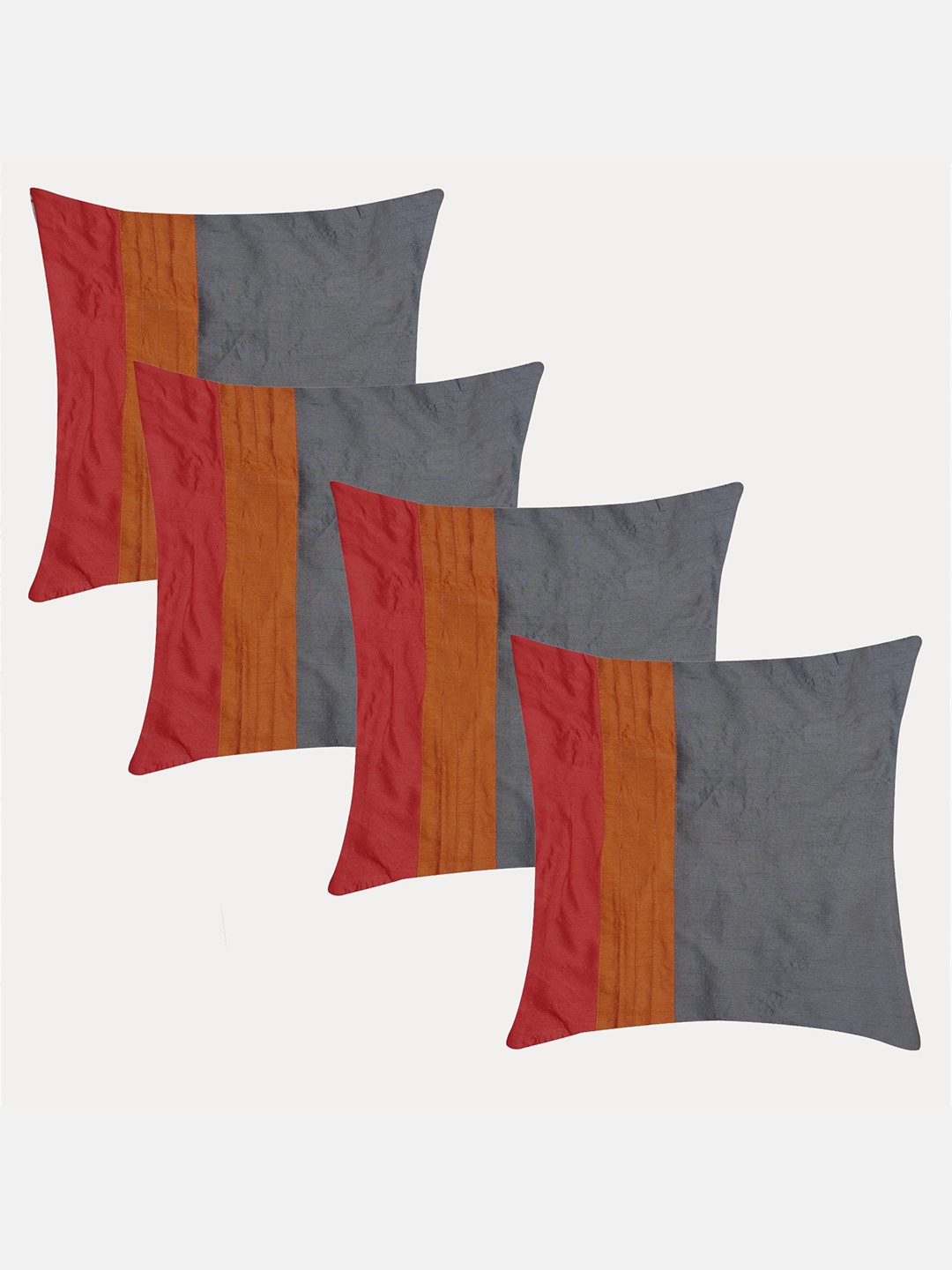 

Molcha Grey & Orange Set of 4 Geometric Square Cushion Covers
