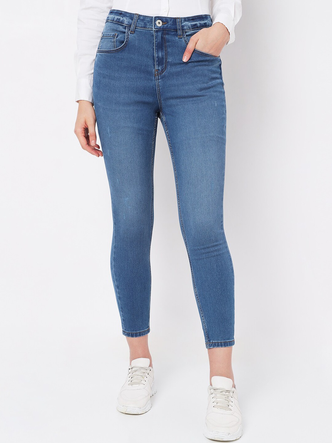 

Vero Moda Women Blue Skinny Fit High-Rise Light Fade Stretchable Jeans