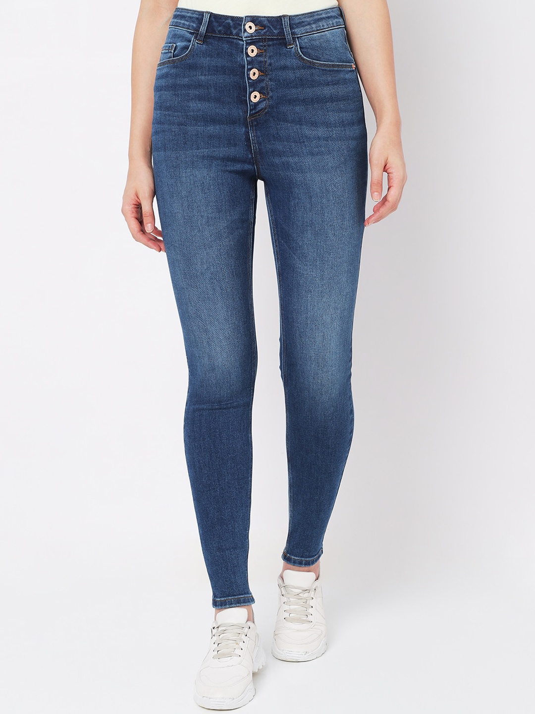 

Vero Moda Women Blue Skinny Fit High-Rise Light Fade Stretchable Jeans