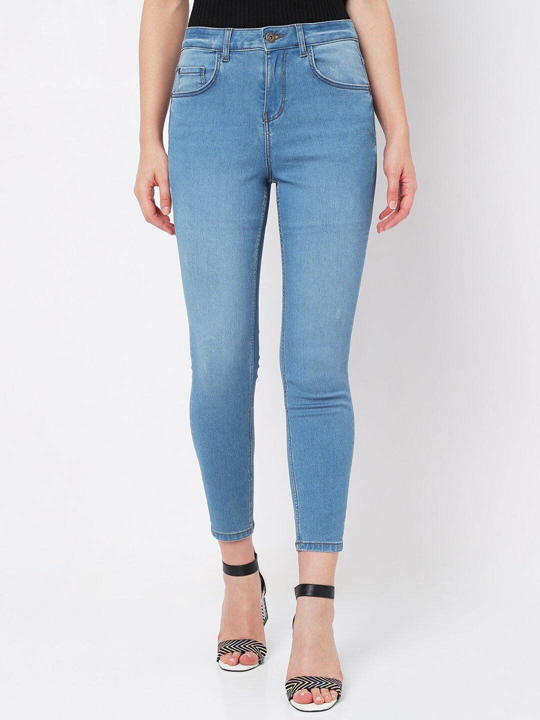 

Vero Moda Women Blue Skinny Fit High-Rise Light Fade Stretchable Jeans