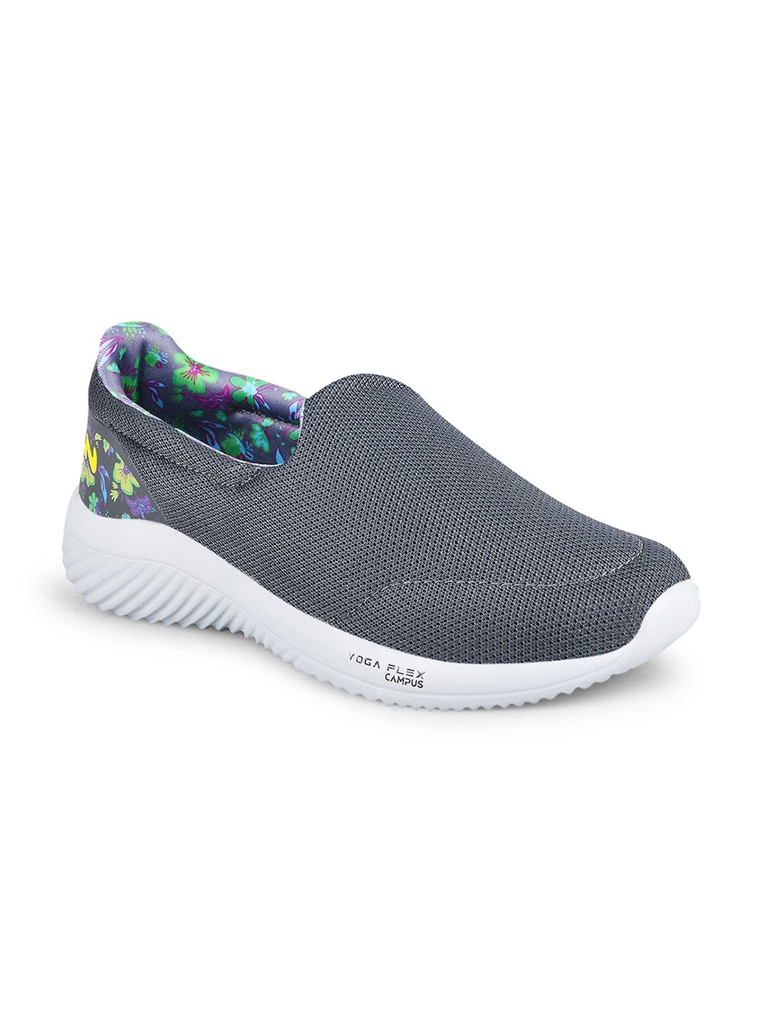 

Campus Women Grey Floral Printed Slip-On Mesh Running Shoes