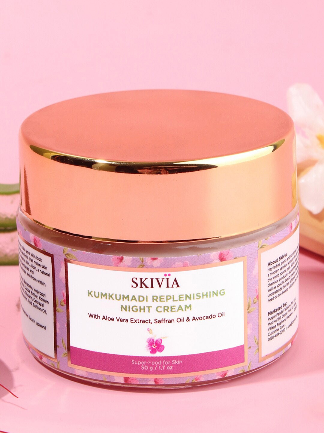 

SKIVIA Kumkumadi Replenishing Night Cream with Aloe Vera Extract & Hyaluronic Acid, Transparent