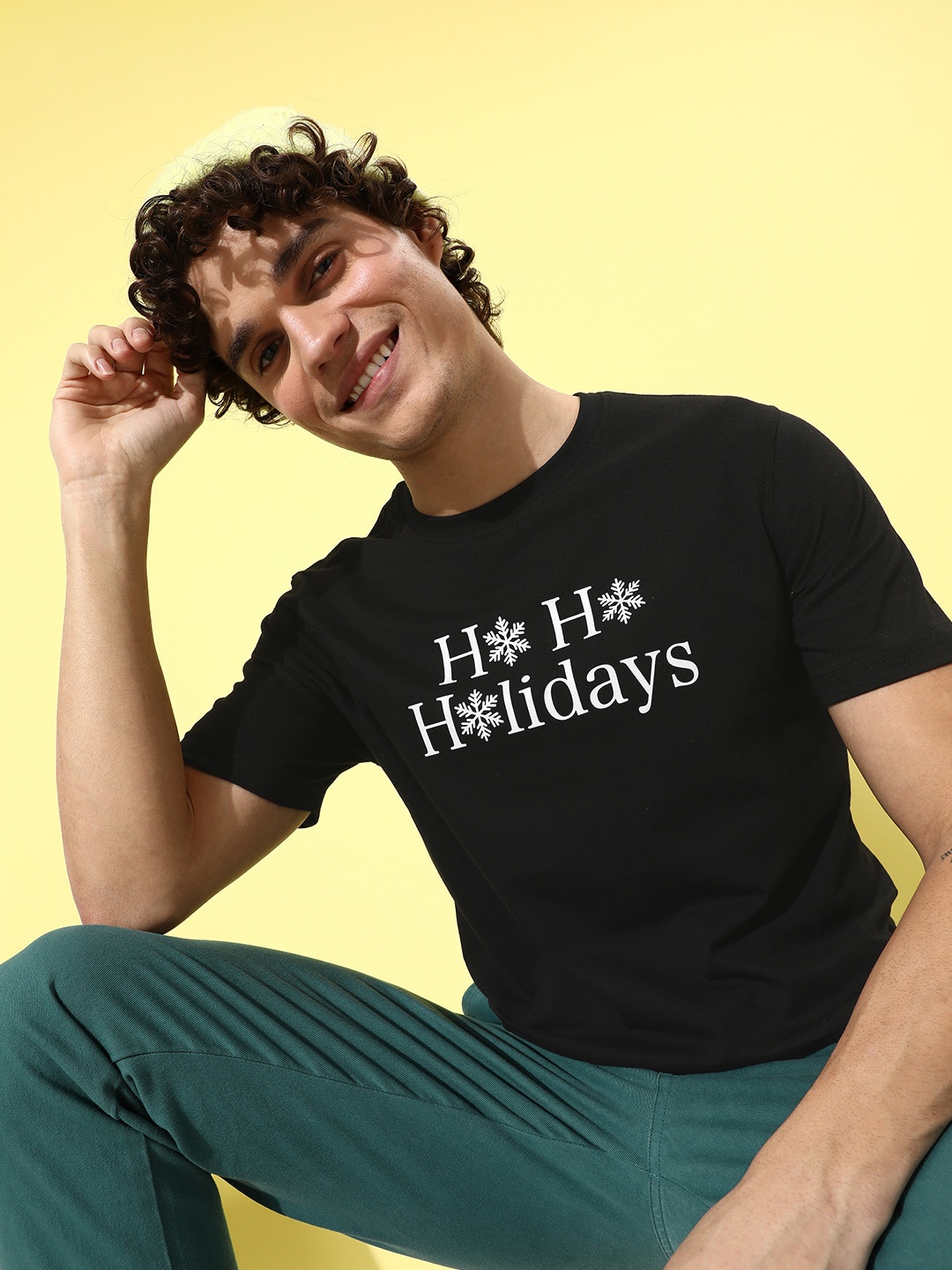 

Mast & Harbour Men Typography Printed T-shirt, Black