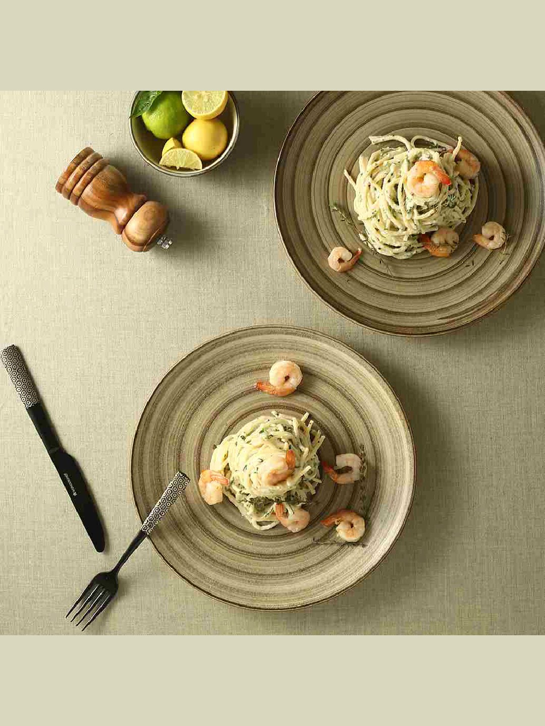 

Wonderchef Set Of 14 Brown Textured Stoneware Matte Dinner Set