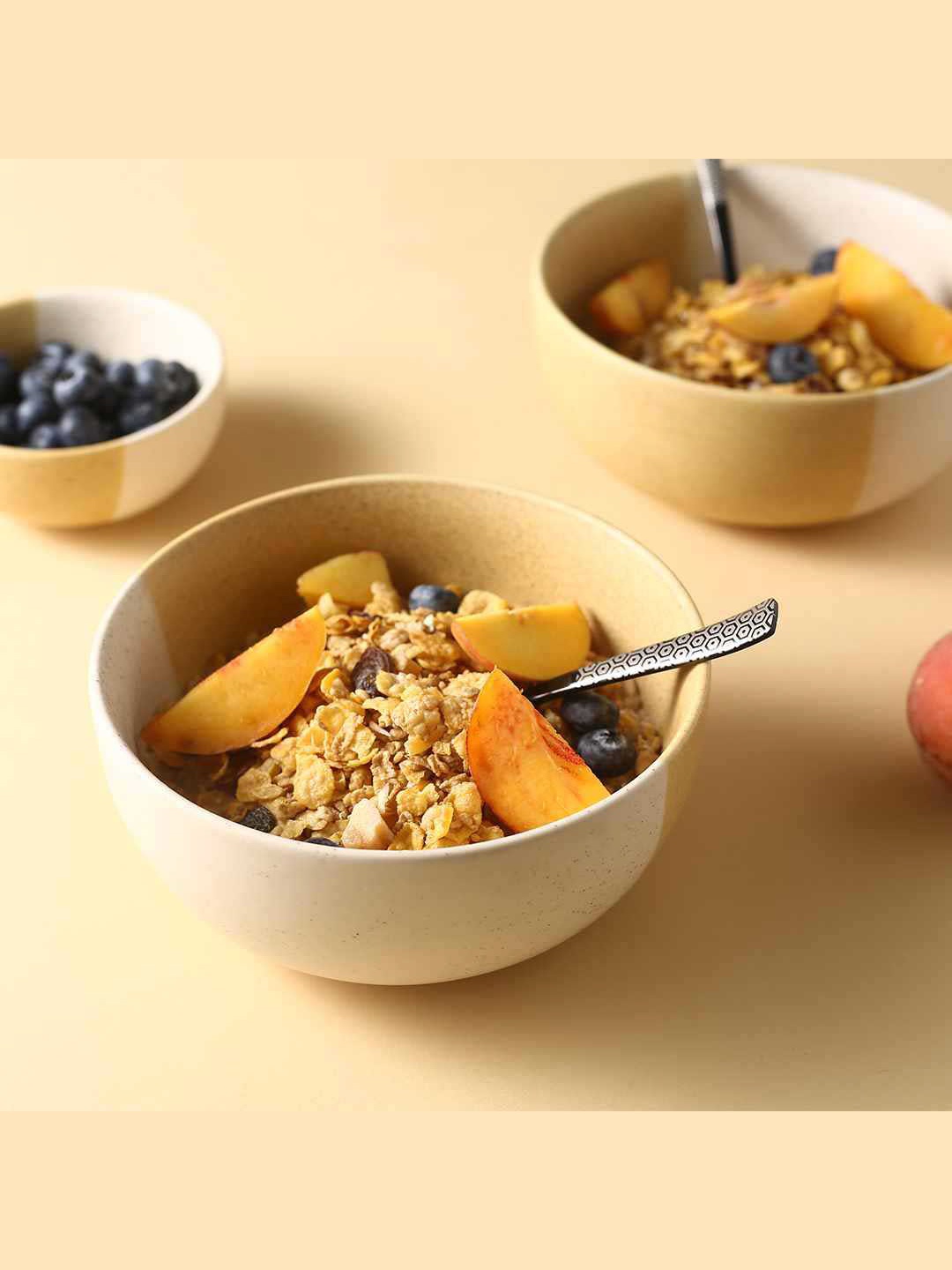 

Wonderchef Brown & Cream Dishwasher Safe Stoneware Matte Bowl 700 ml