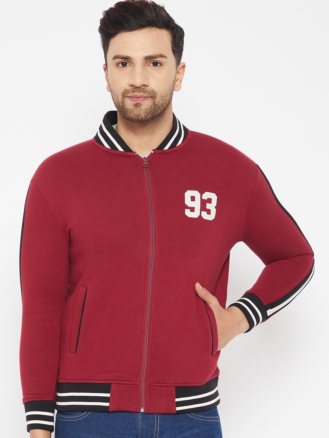 

HARBOR N BAY Men Maroon Front Open Sweatshirt