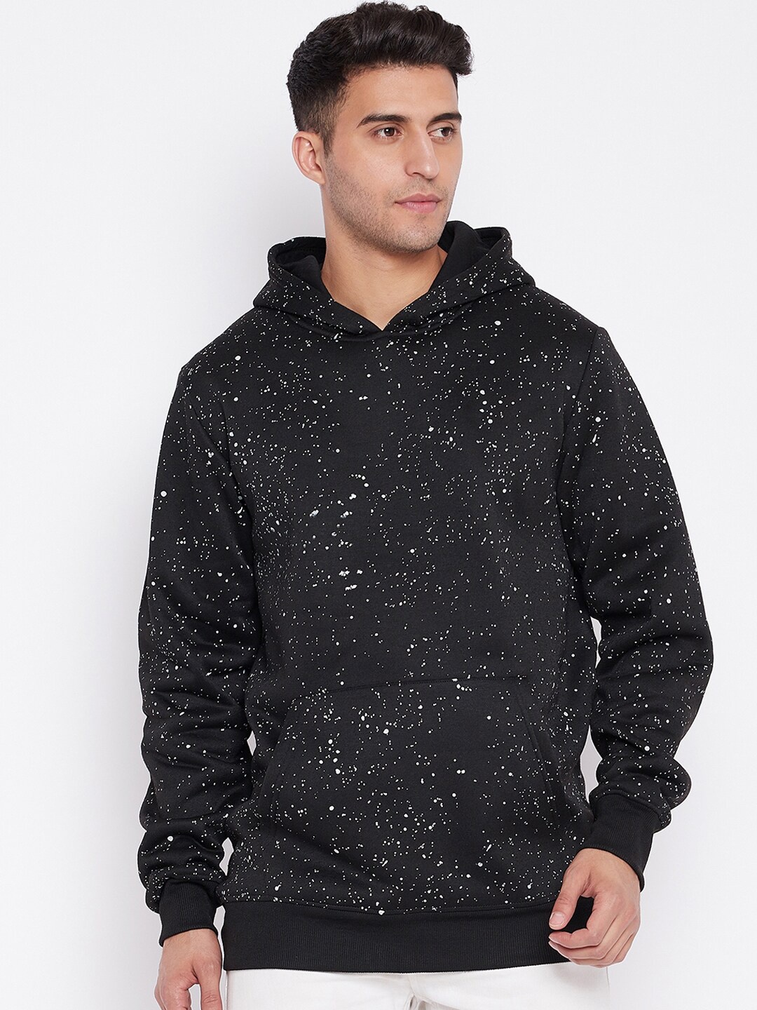 

HARBOR N BAY Men Black Printed Cotton Hooded Sweatshirt